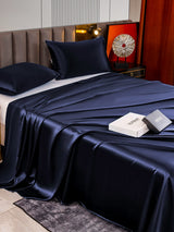 [Bleu Foncé] SilkSilky-FR 22Momme Parure de Lit Soie 004