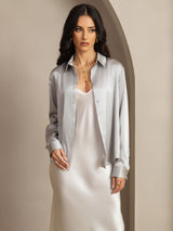 [Gris Clair] SilkSilky-FR Long Sleeve Lapel Collar Femme Chemise 007