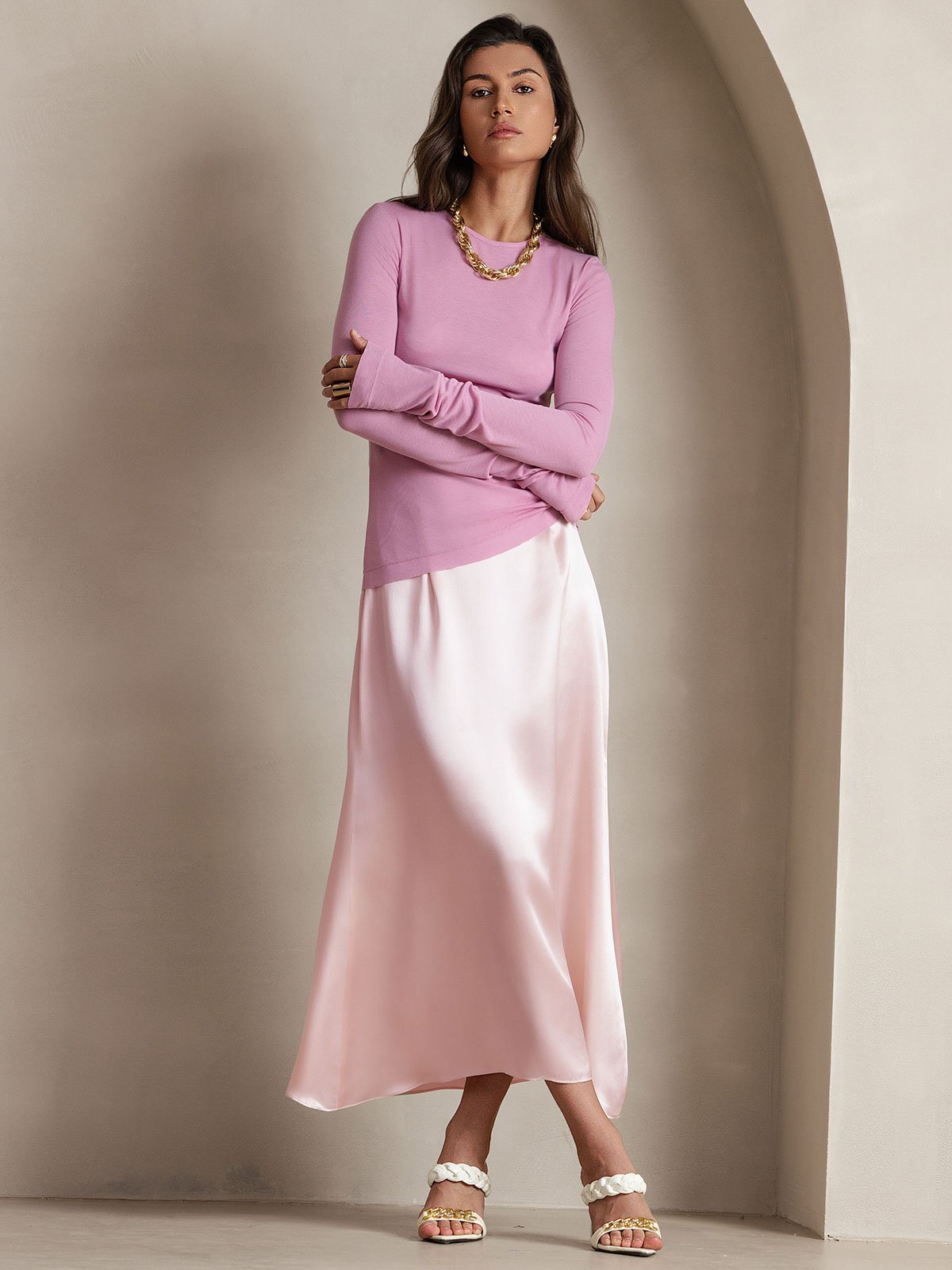 [Rose] SilkSilky-FR 19Momme Soie Skirt 001