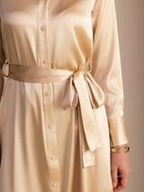 [Champagne] SilkSilky-FR Long Sleeve Lapel Collar Robes 004