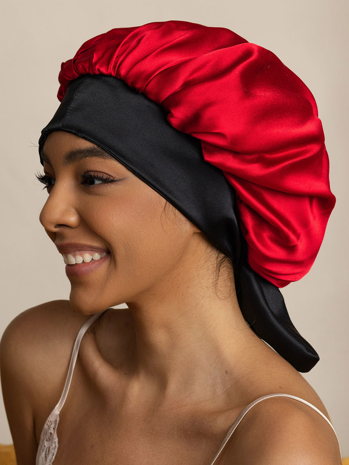 SilkSilky-FR Pure Soie Sleep Cap RougeVineux 004