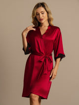 [Rouge Vineux] SilkSilky-FR Half Sleeve Femme Peignoir 007