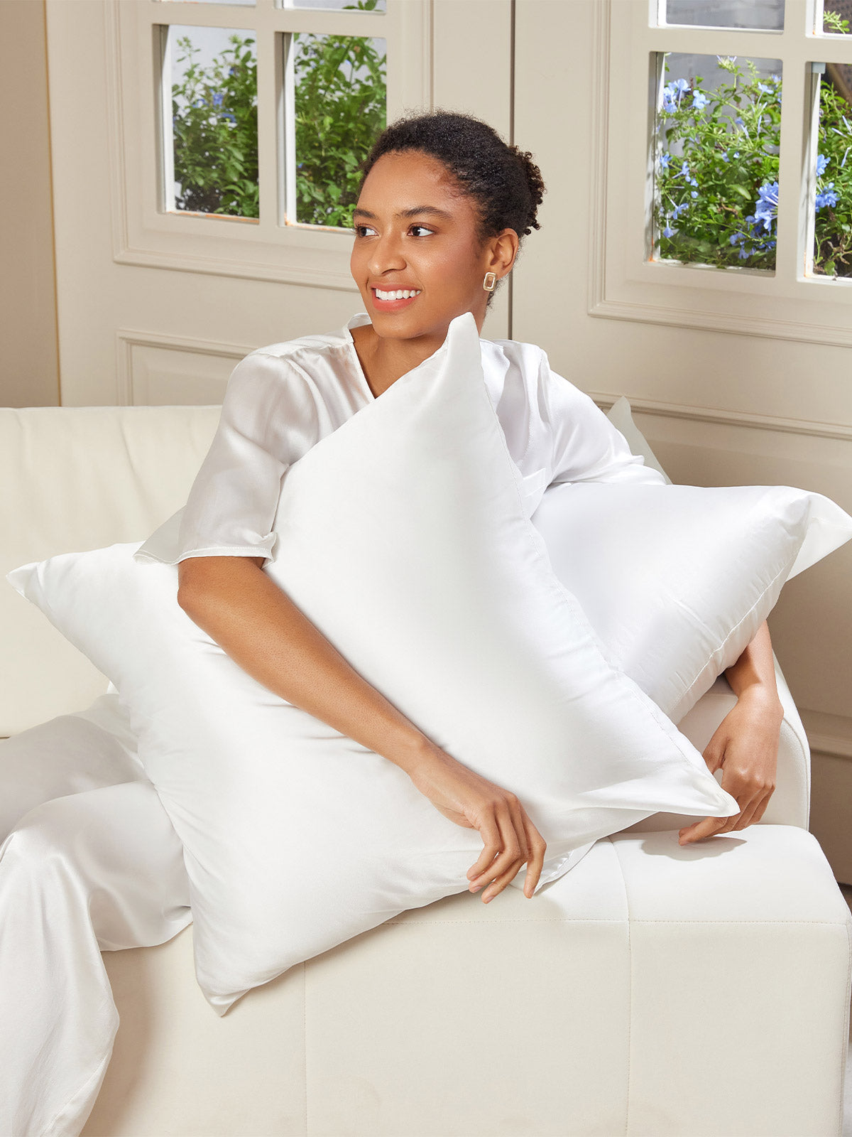 SilkSilky-FR 19Momme Pure Soie Pillowcase Blanc 001