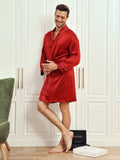 SilkSilky FR Pure Soie Trois quart Mens Robe RougeVineux 005