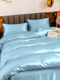 SilkSilky FR 19Momme Pure Soie Bedding Set BleuClair 003