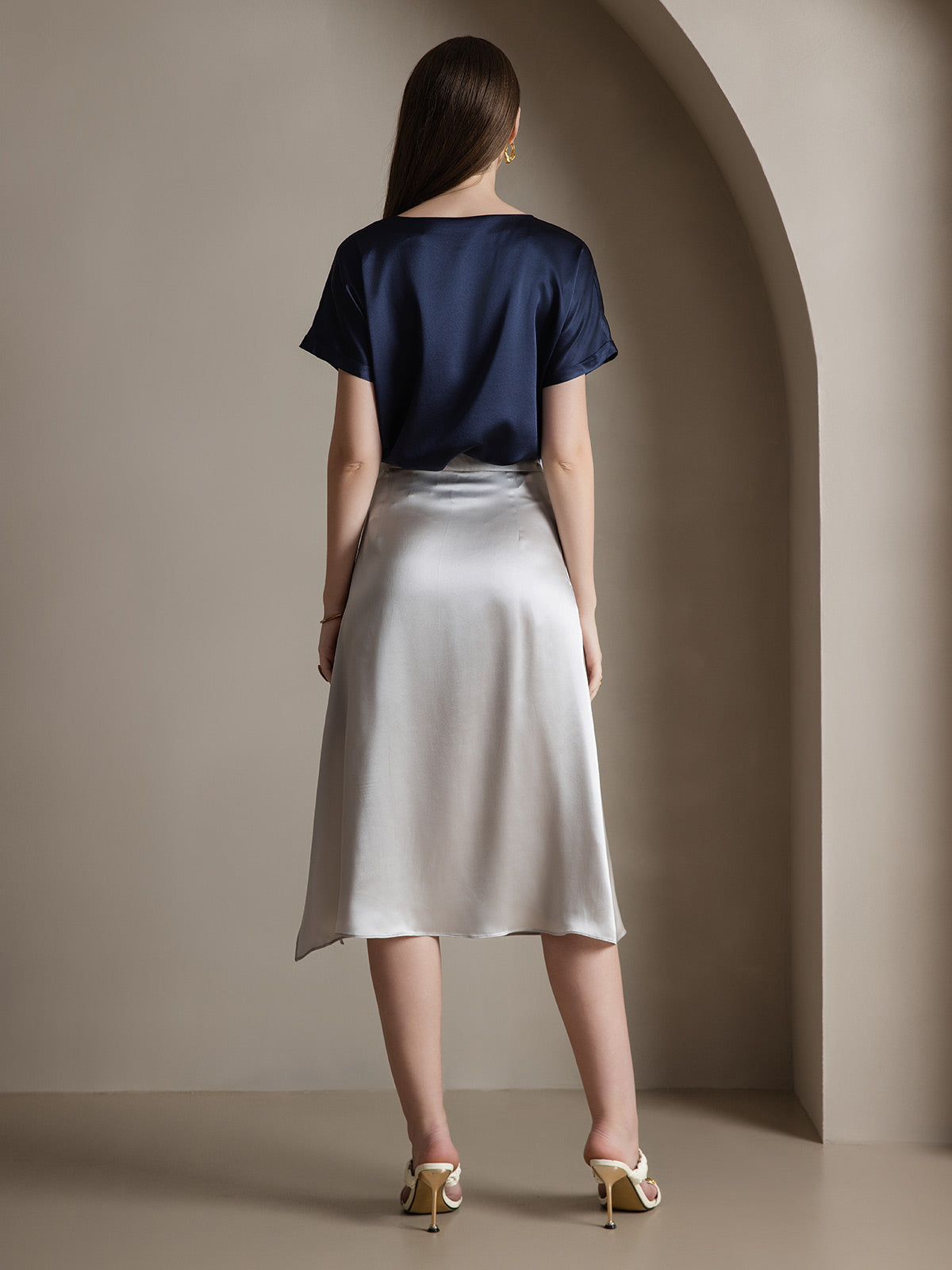 [Gris Clair] SilkSilky-FR 19Momme Soie Skirt 003