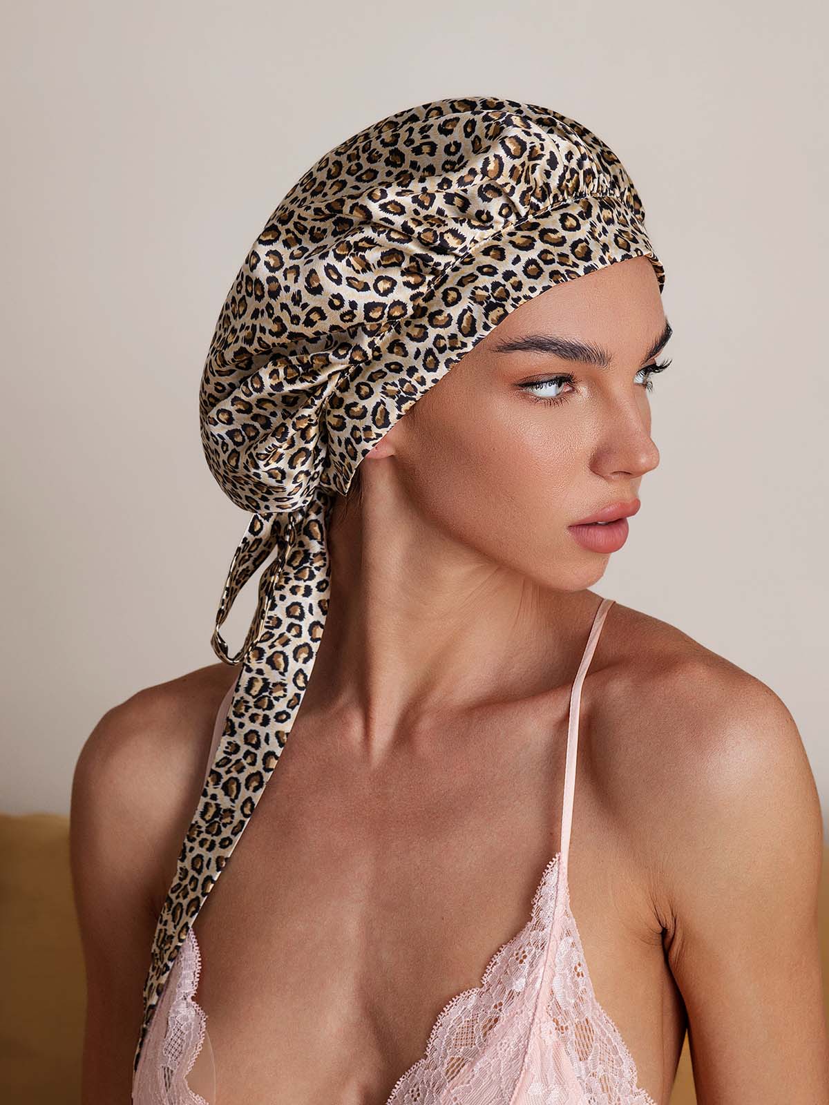[Leopard] SilkSilky-FR Pure Soie Sleep Cap 004
