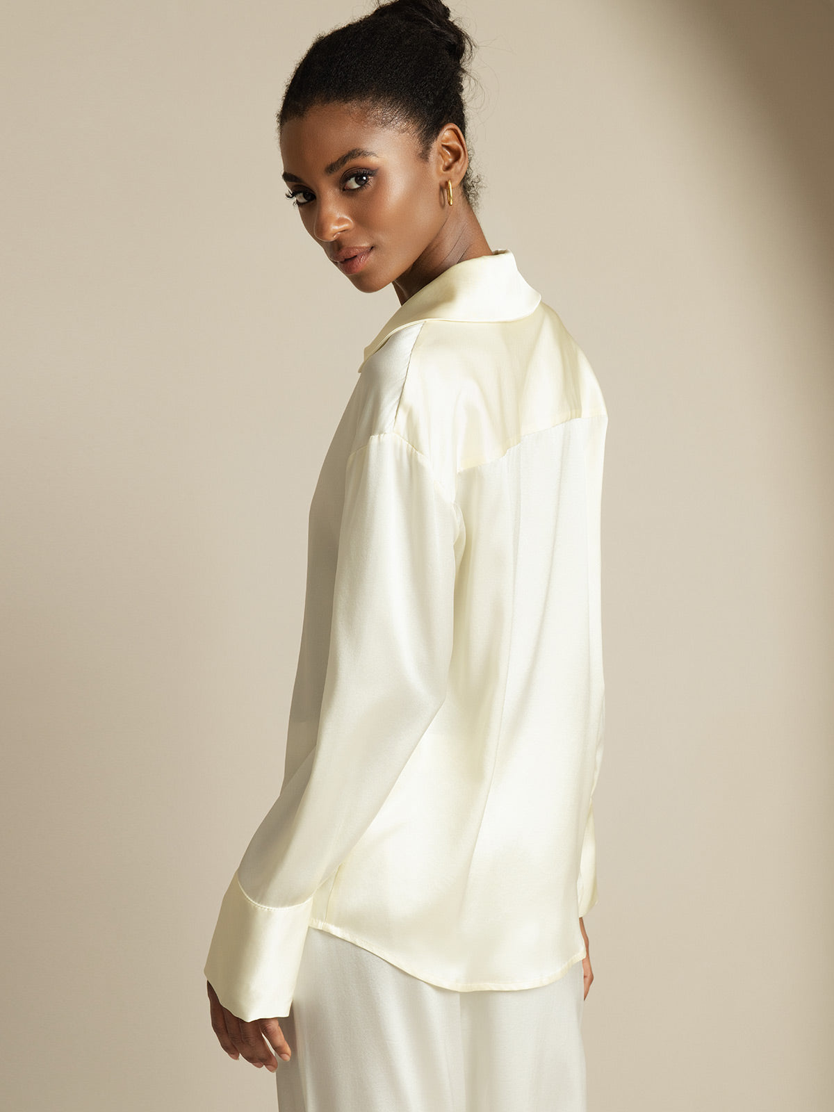 [Ivory] SilkSilky-FR 19Momme Soie Womens Shirt 002