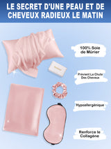 [Mauve Pâle] SilkSilky-FR 19Momme Pure Soie Pillowcase Set 002