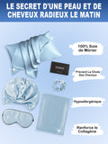 SilkSilky FR 19Momme Pure Soie Pillowcase Set BleuClair 002