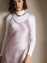 [Lavande] SilkSilky-FR Sleeveless V Neck Robes 003