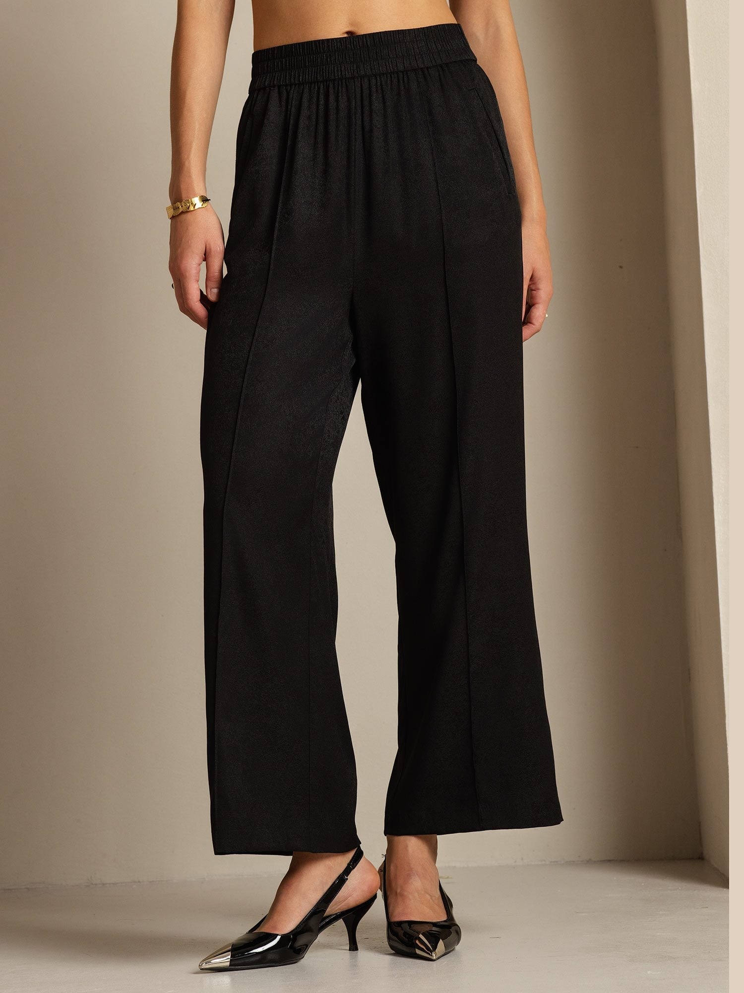 [Noir] SilkSilky-FR 22Momme Soie Womens Pants 005