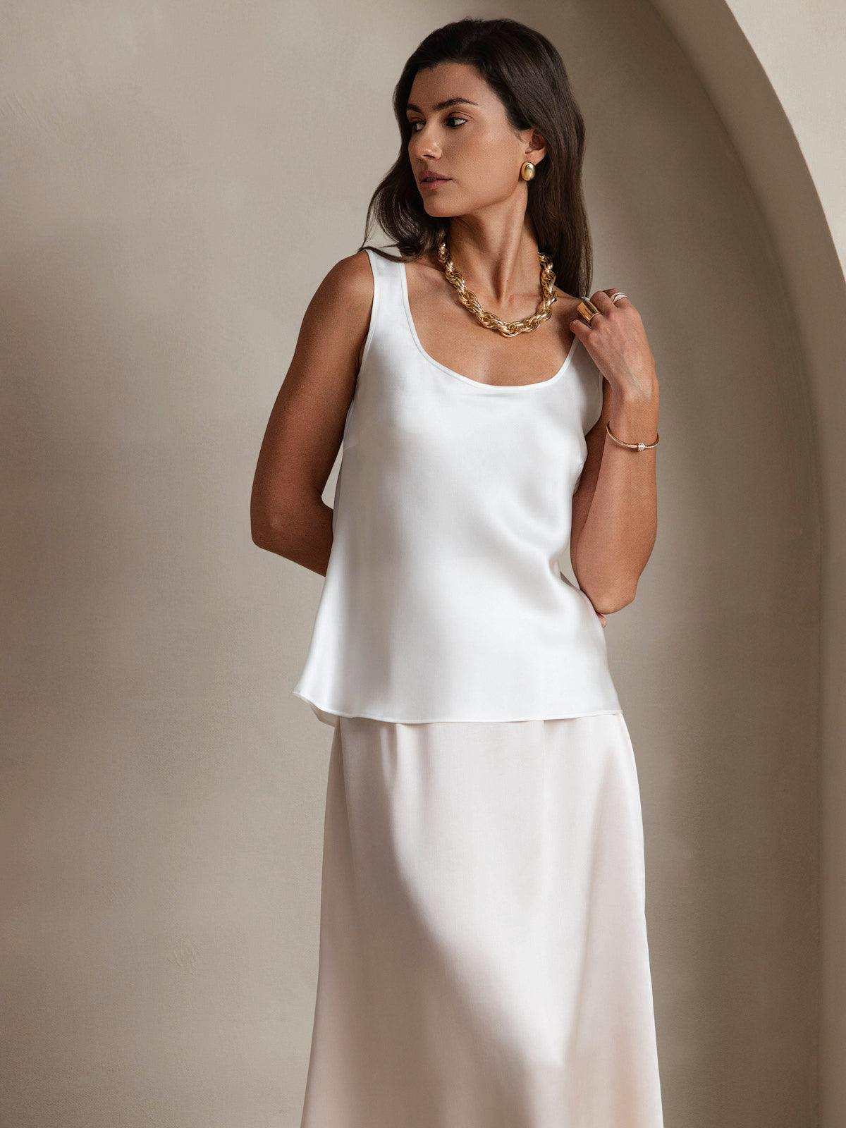 [Blanc] SilkSilky-FR 19Momme Soie Camisoles 003