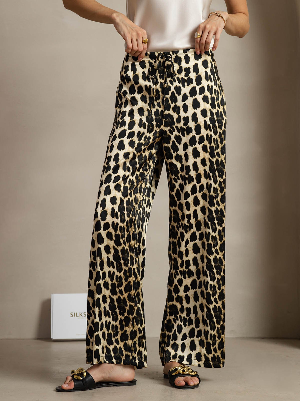 [Leopard] SilkSilky-FR 19Momme Soie Womens Pants 001