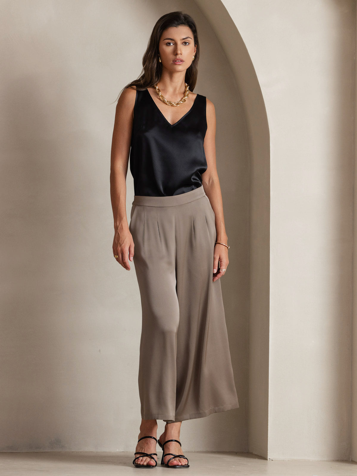 [Noir] SilkSilky-FR 19Momme Soie Camisoles 008