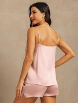 [Peau De Pêche] SilkSilky-FR 19Momme Soie Sans manches Col Rond Ensemble Camisole 002