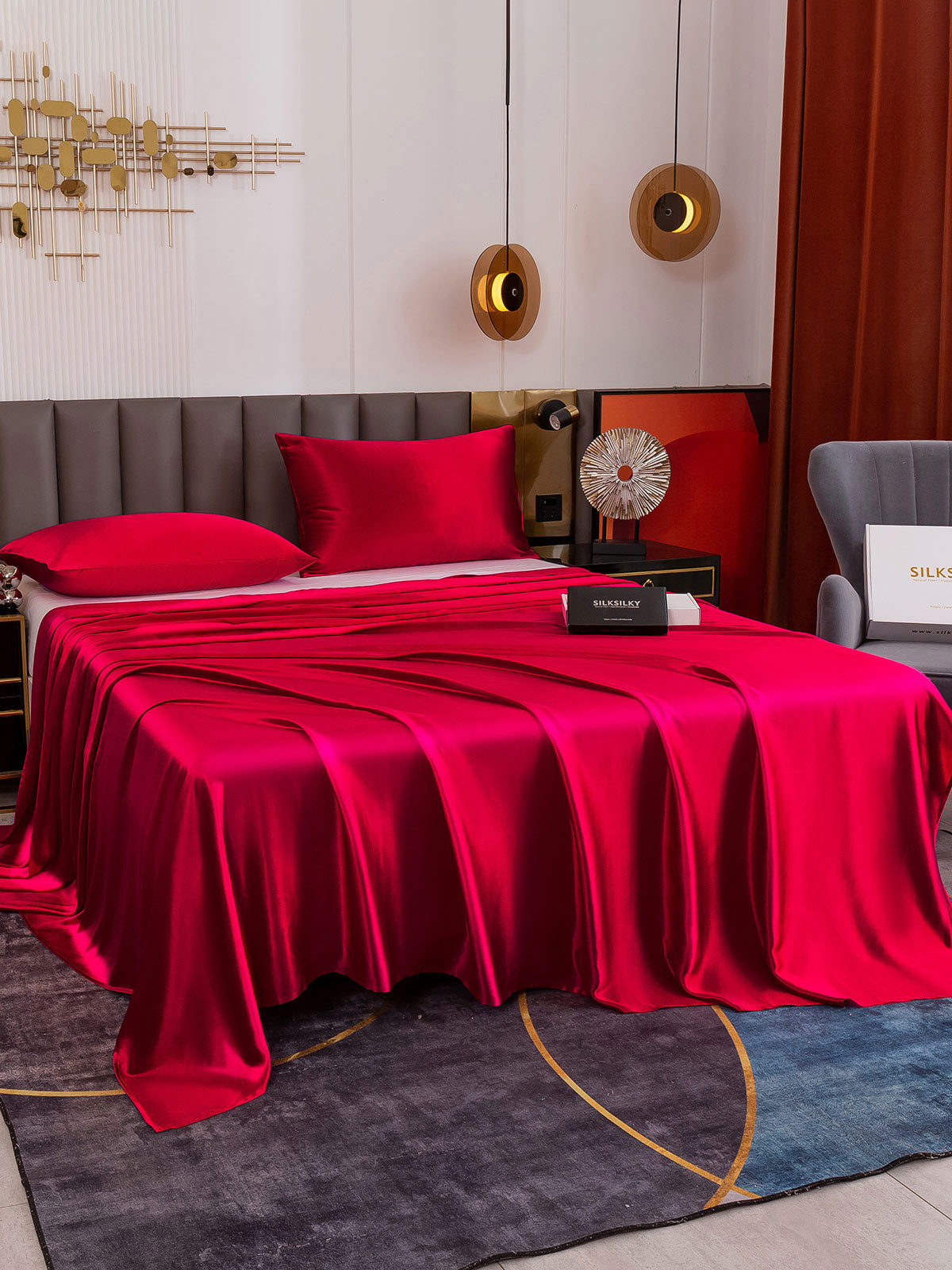 [Rouge Vineux] SilkSilky-FR 19Momme Pure Soie Bedding Set 002