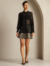 [Noir] SilkSilky-FR Soie Womens Shirt 008