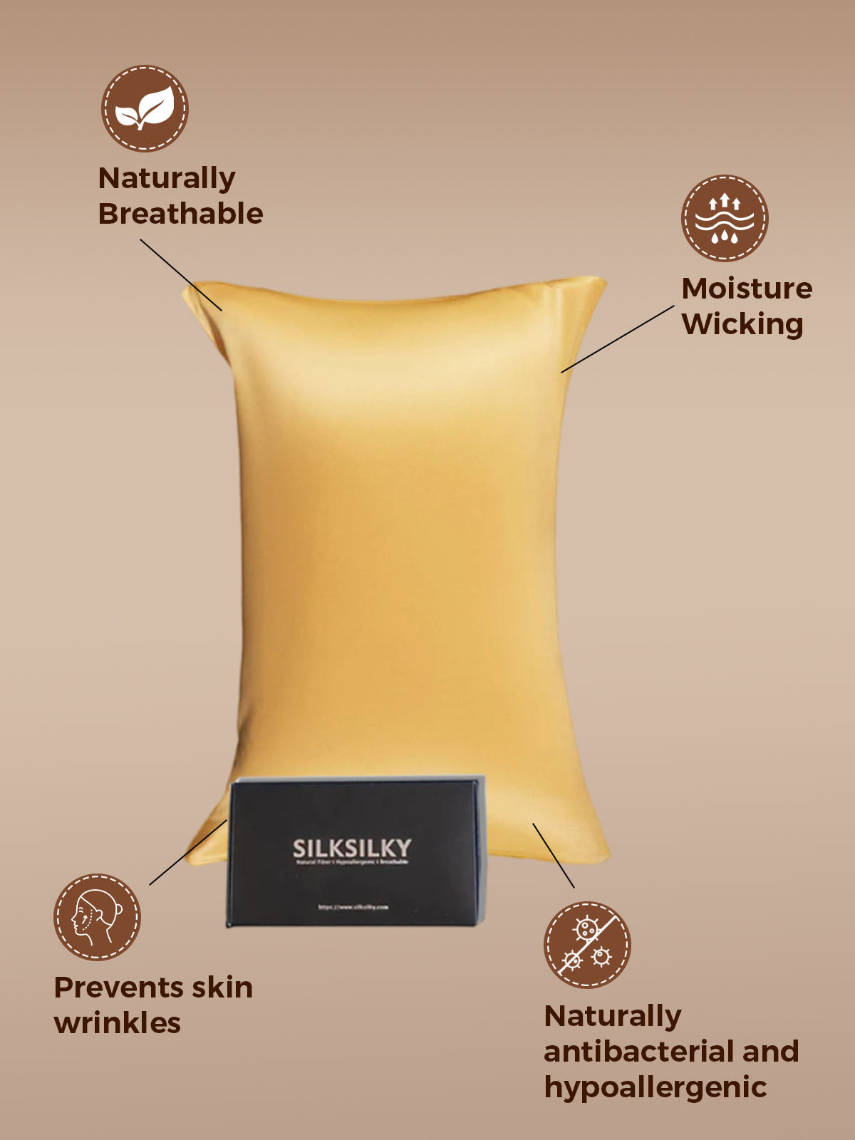 [Champagne] SilkSilky-FR 22Momme Pure Soie Pillowcase 002