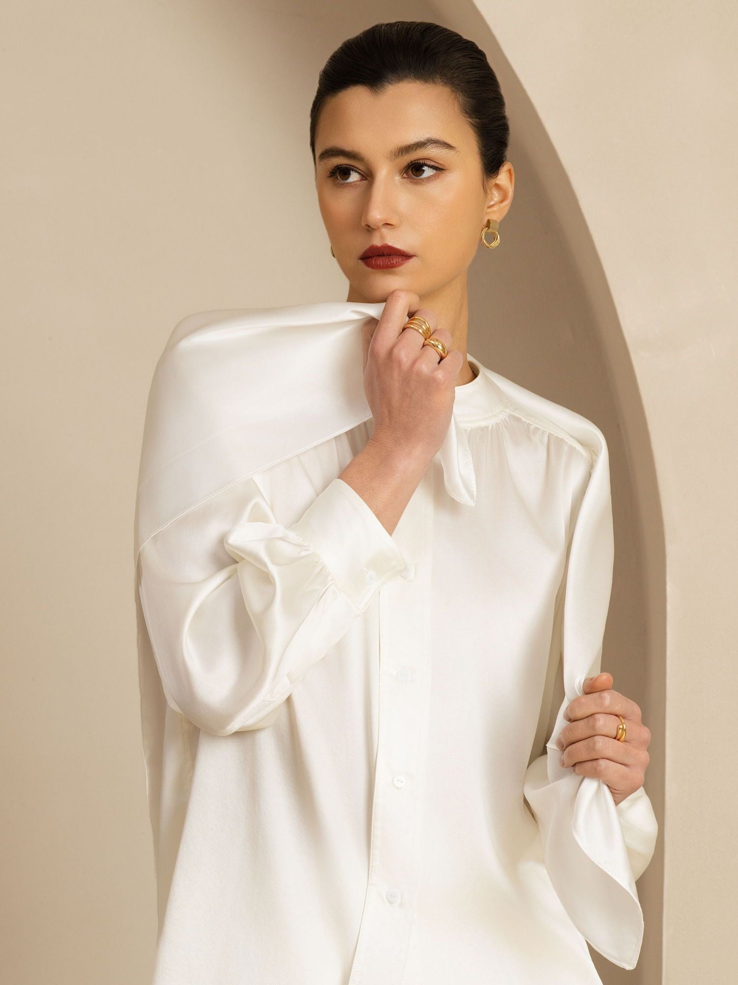 [Blanc] SilkSilky-FR Soie Scarf 001