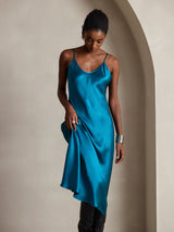 [Bleu Royal] SilkSilky-FR Sleeveless V Neck Robes 003