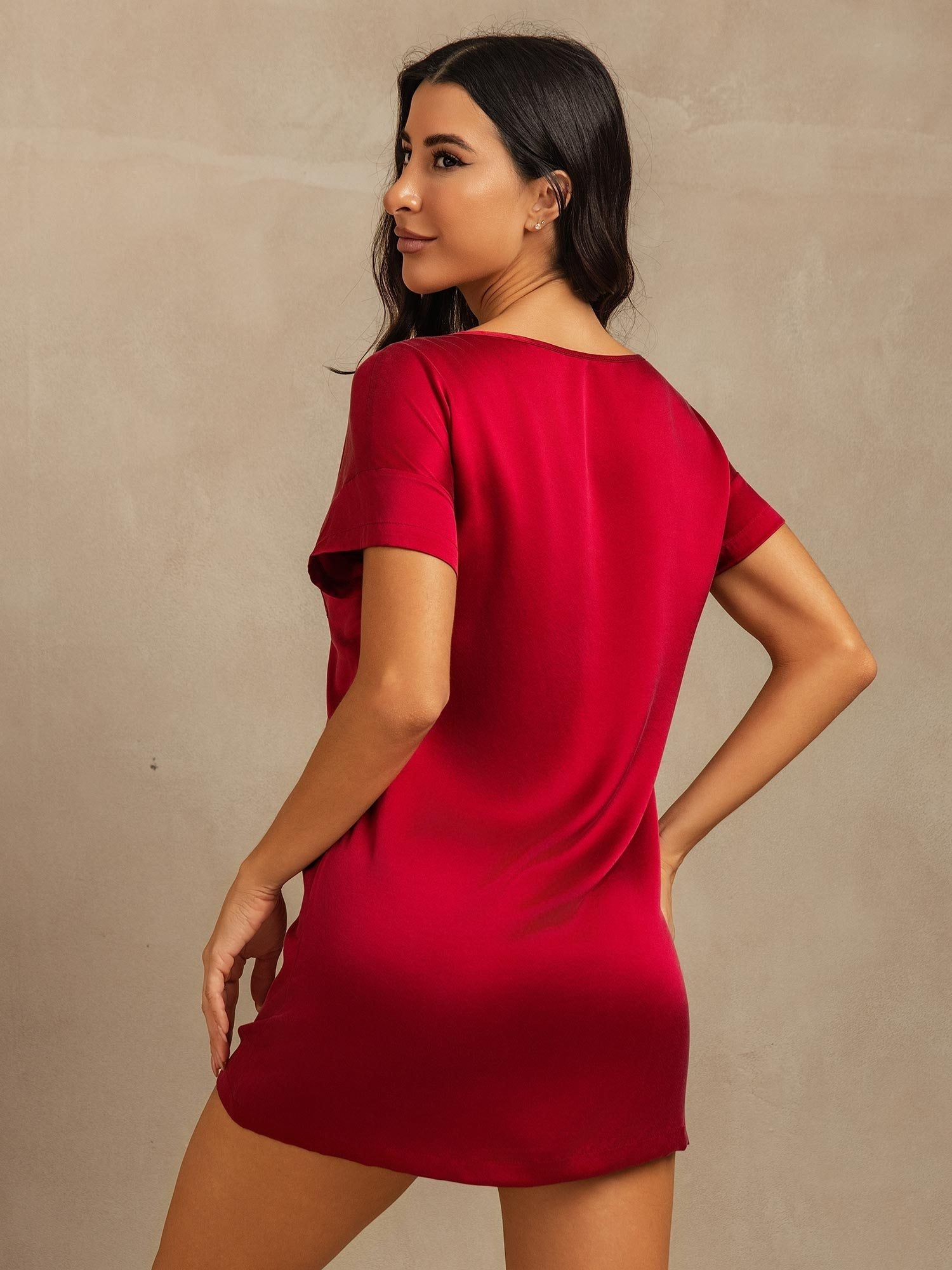 [RougeVineux] SilkSilky-FR 19Momme Soie Col Rond Chemises de nuit 002