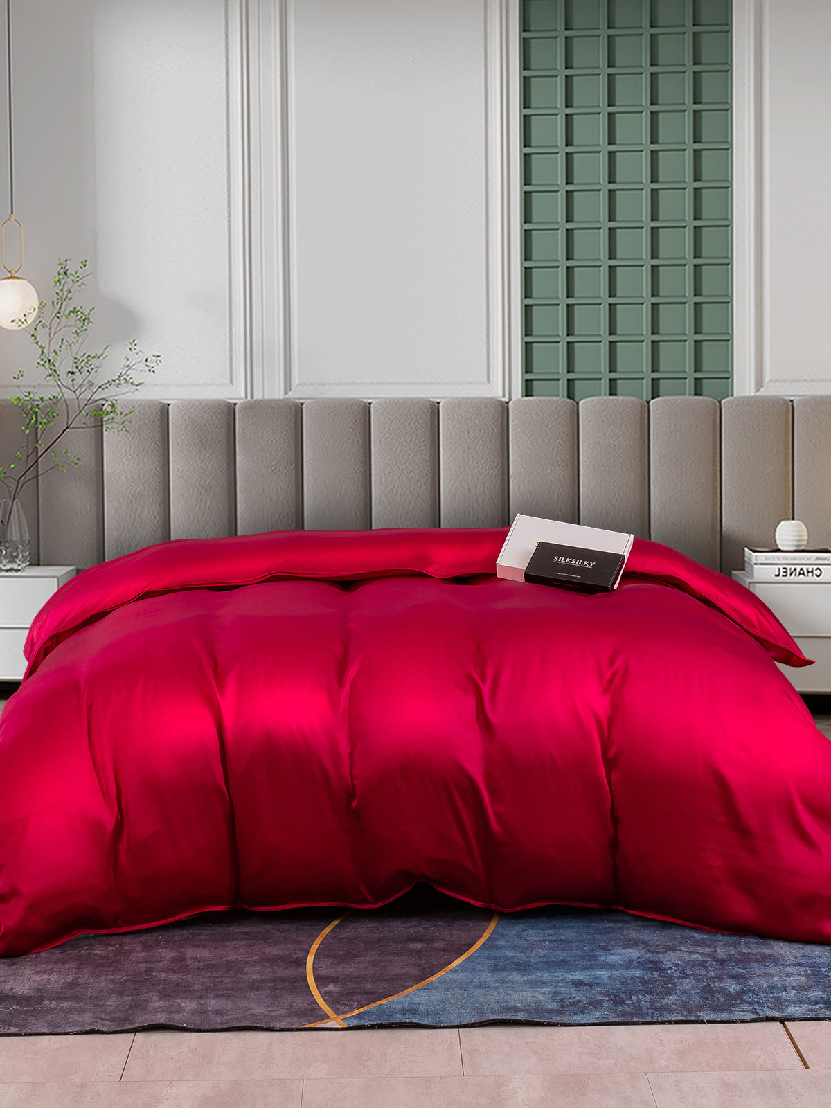 SilkSilky-FR 25Momme Pure Soie Duvet Cover RougeVineux 004