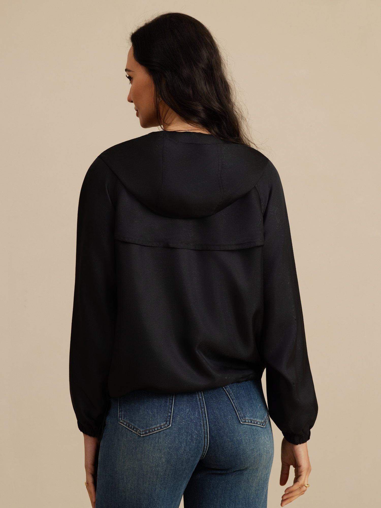 [Noir] SilkSilky-FR Manches longues Col Haut Femme Manteaux 002