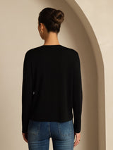 [Noir] SilkSilky-FR Long Sleeve Cardigan Femme 002