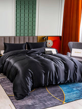 [Noir] SilkSilky-FR 25Momme Parure de Lit Soie 003