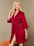 SilkSilky FR Pure Soie Manches mi longues Womens Robe RougeVineux 001