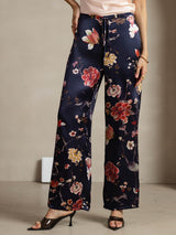 [Floral Marine] SilkSilky-FR 19Momme Soie Womens Pants 001