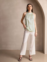 [Vert Clair] SilkSilky-FR Sleeveless Halter Femme T-Shirt 005
