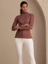 [Cameo Rose] SilkSilky-FR Long Sleeve Turtle Neck Femme T-Shirt 005