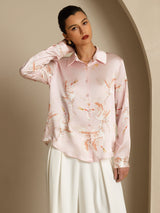 [Rose] SilkSilky-FR 19Momme Manches longues Col à Revers Femme Chemise 001