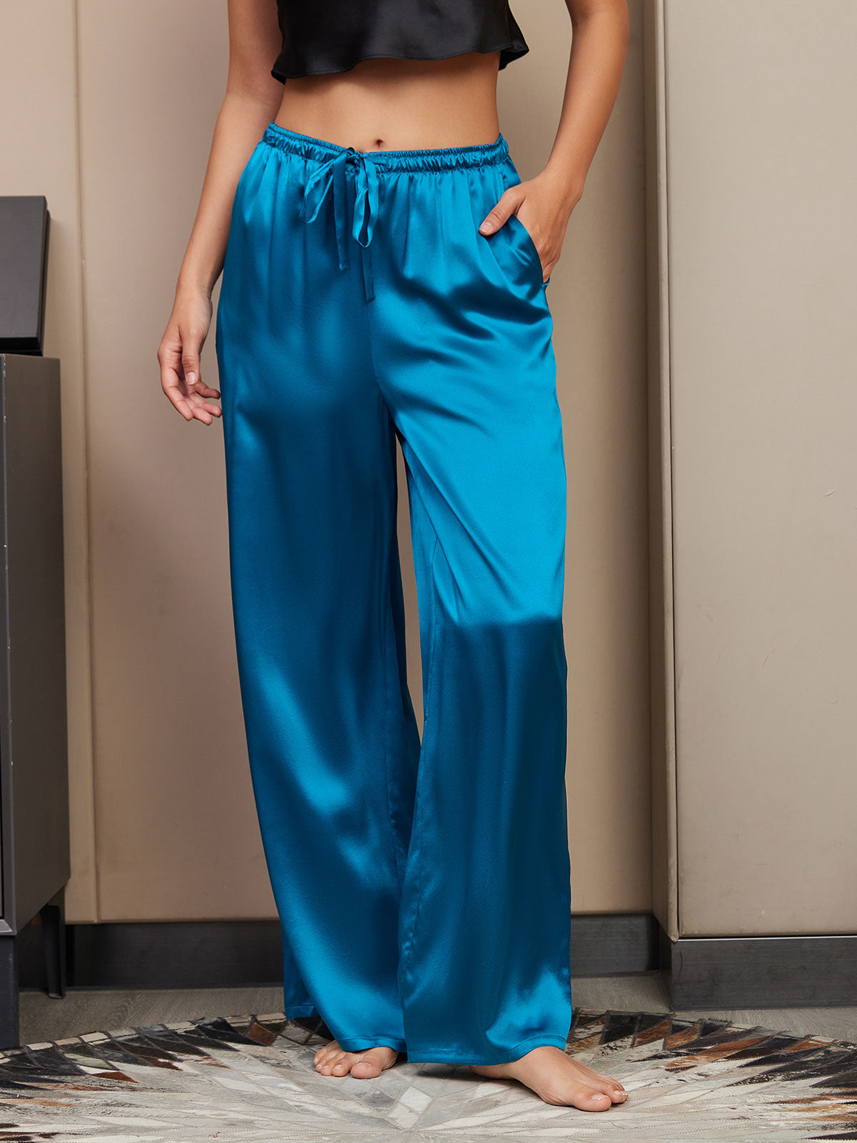 [Bleu Royal] SilkSilky-FR Pure Soie Womens Pants 003