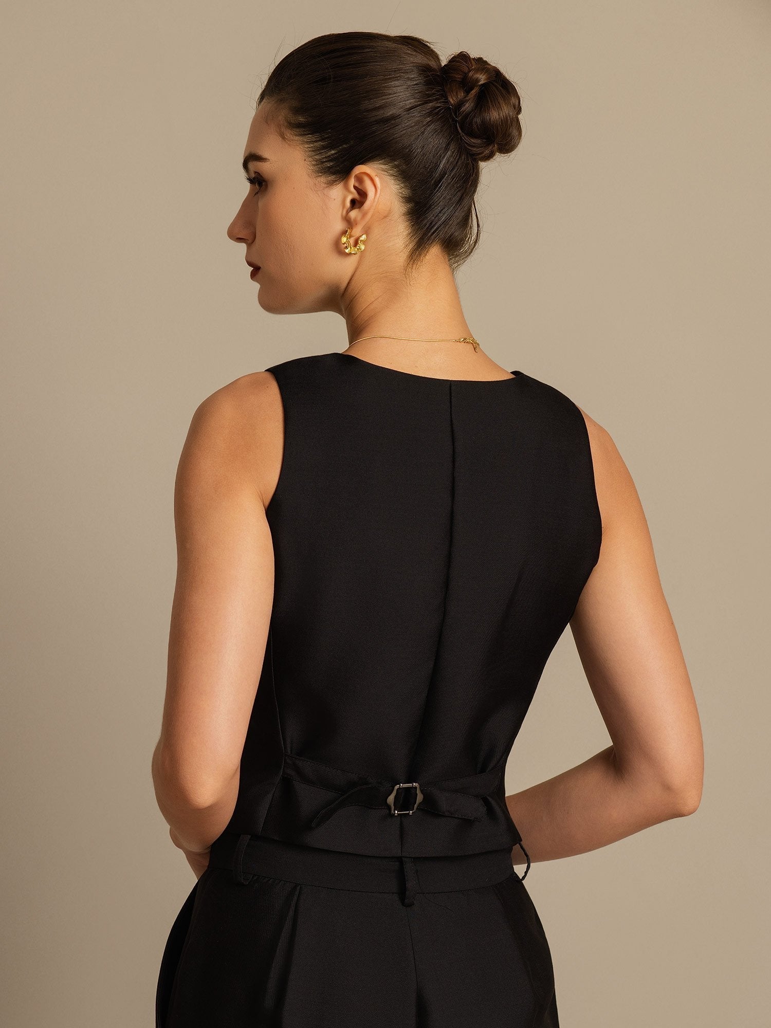 [Noir] SilkSilky-FR 32Momme Soie Womens Vest 005,