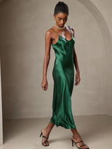 [Vert] SilkSilky-FR Sleeveless V Neck Robes 006