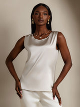 [Gris Clair] SilkSilky-FR Sleeveless Round Neck Top À Fines Brides 001