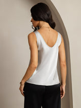 [Argent] SilkSilky-FR Sleeveless V Neck Top À Fines Brides 002
