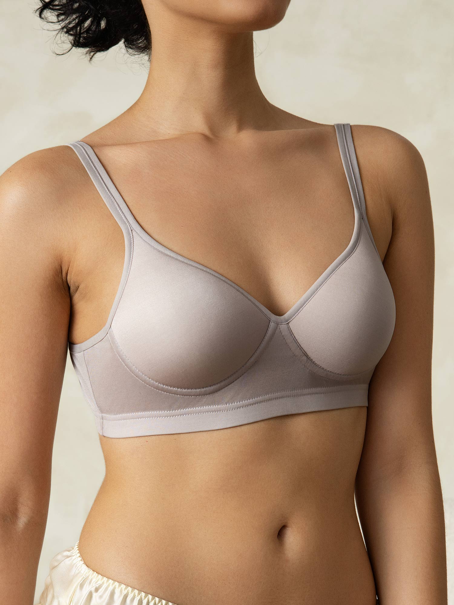 [Gris] SilkSilky-FR Soie Tricotée Bra 002