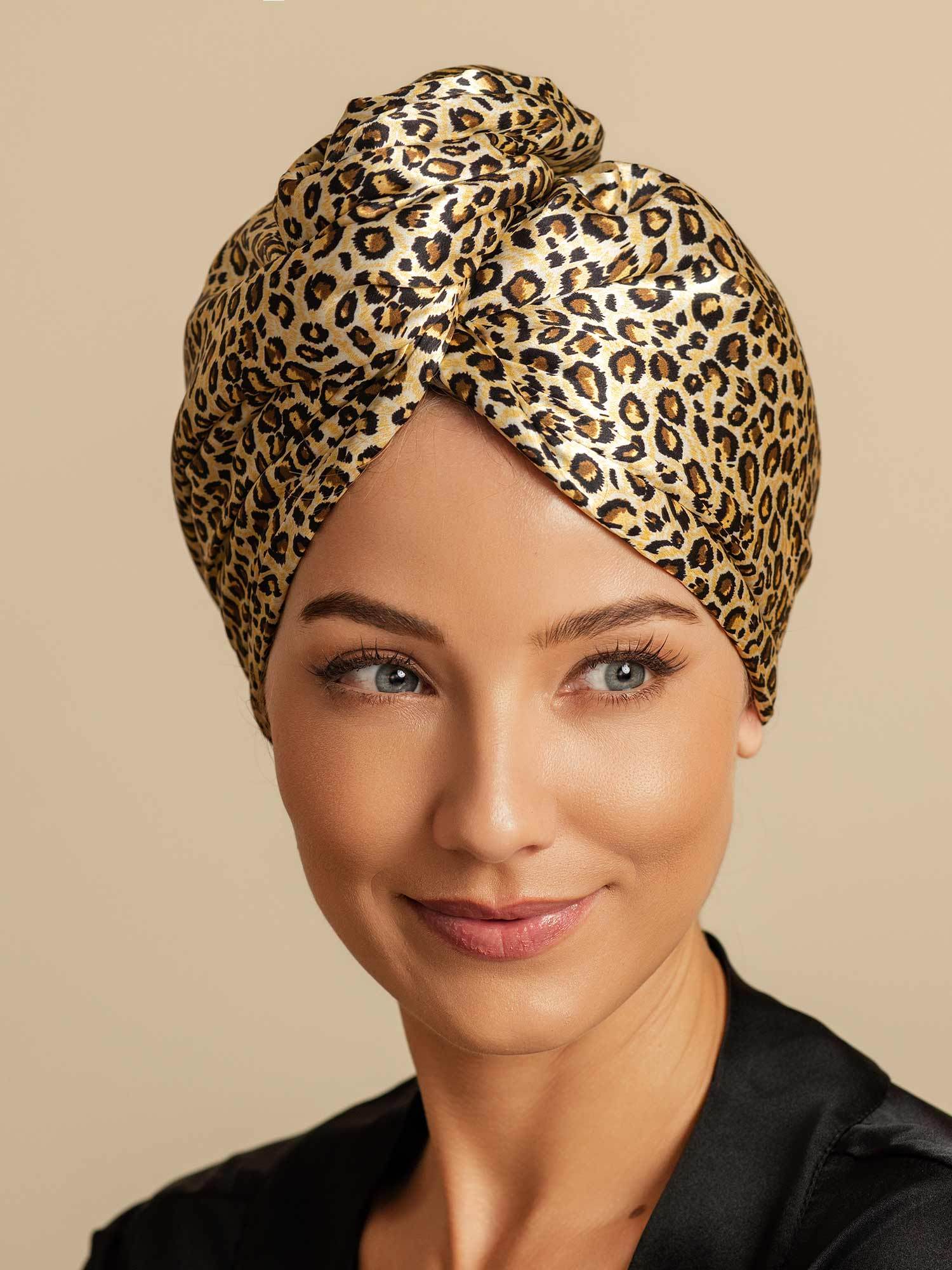 [Leopard] SilkSilky-FR Soie Hair Towel Wrap 001,