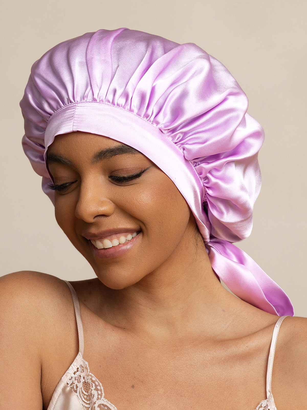[Lavande] SilkSilky-FR Pure Soie Sleep Cap 002