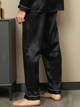 [Noir] SilkSilky-FR Pure Soie Mens Sleep Bottoms 005,
