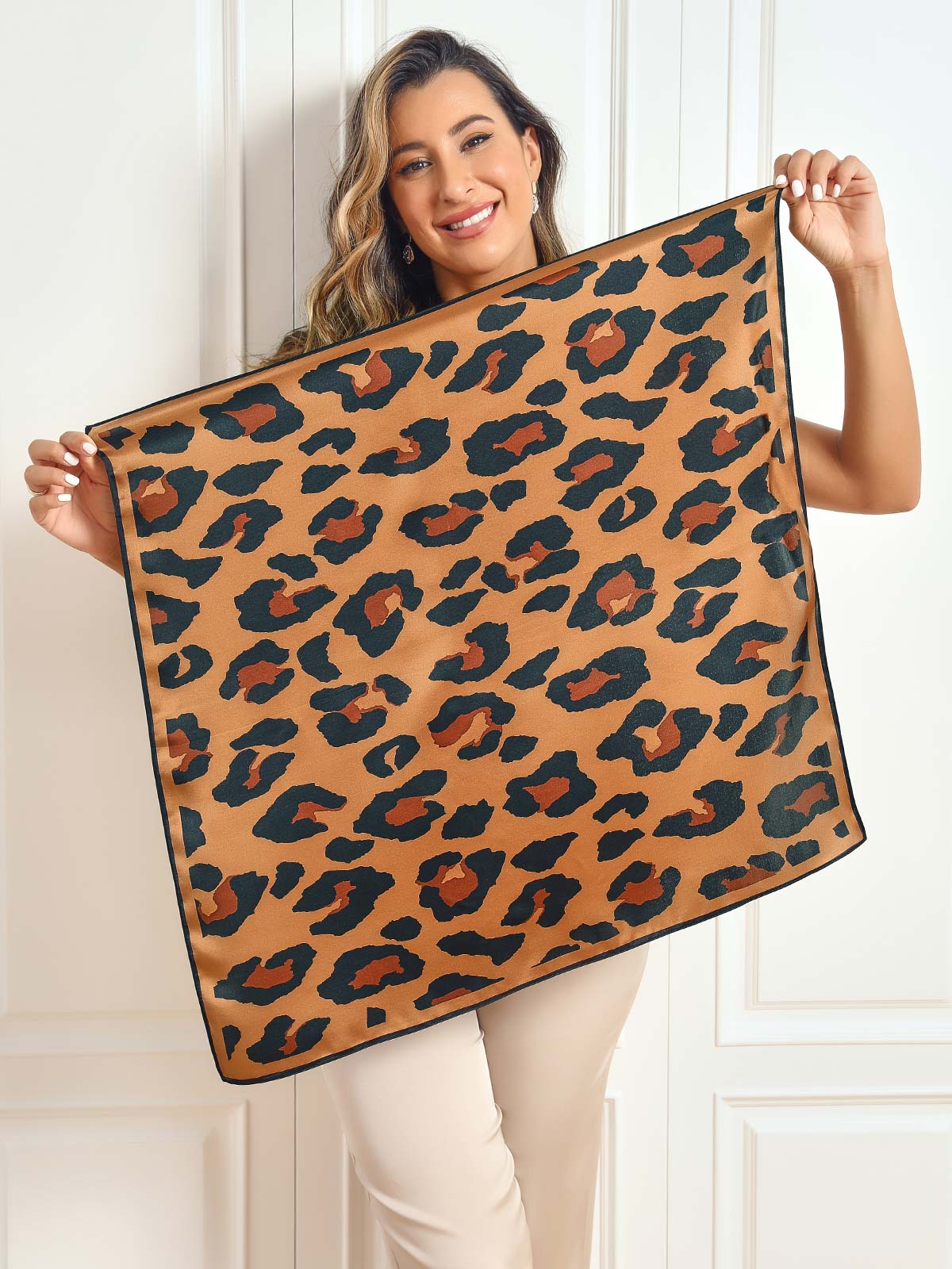 SilkSilky FR Pure Soie Scarf Leopard 001