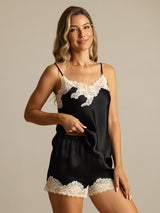 [Noir] SilkSilky-FR Sleeveless V Neck Ensemble Camisole 006