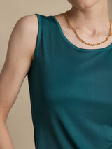 [Vert Foncé] SilkSilky-FR Sans manches Col Rond Femme T-Shirt 004