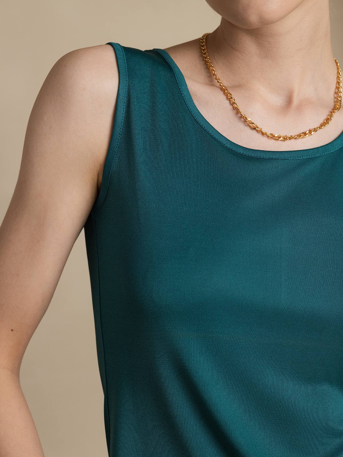 [Vert Foncé] SilkSilky-FR Soie Tricotée Col Rond Femme T-Shirt 007