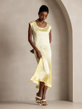 [Jaune Clair] SilkSilky-FR Cap Sleeve Robes 006