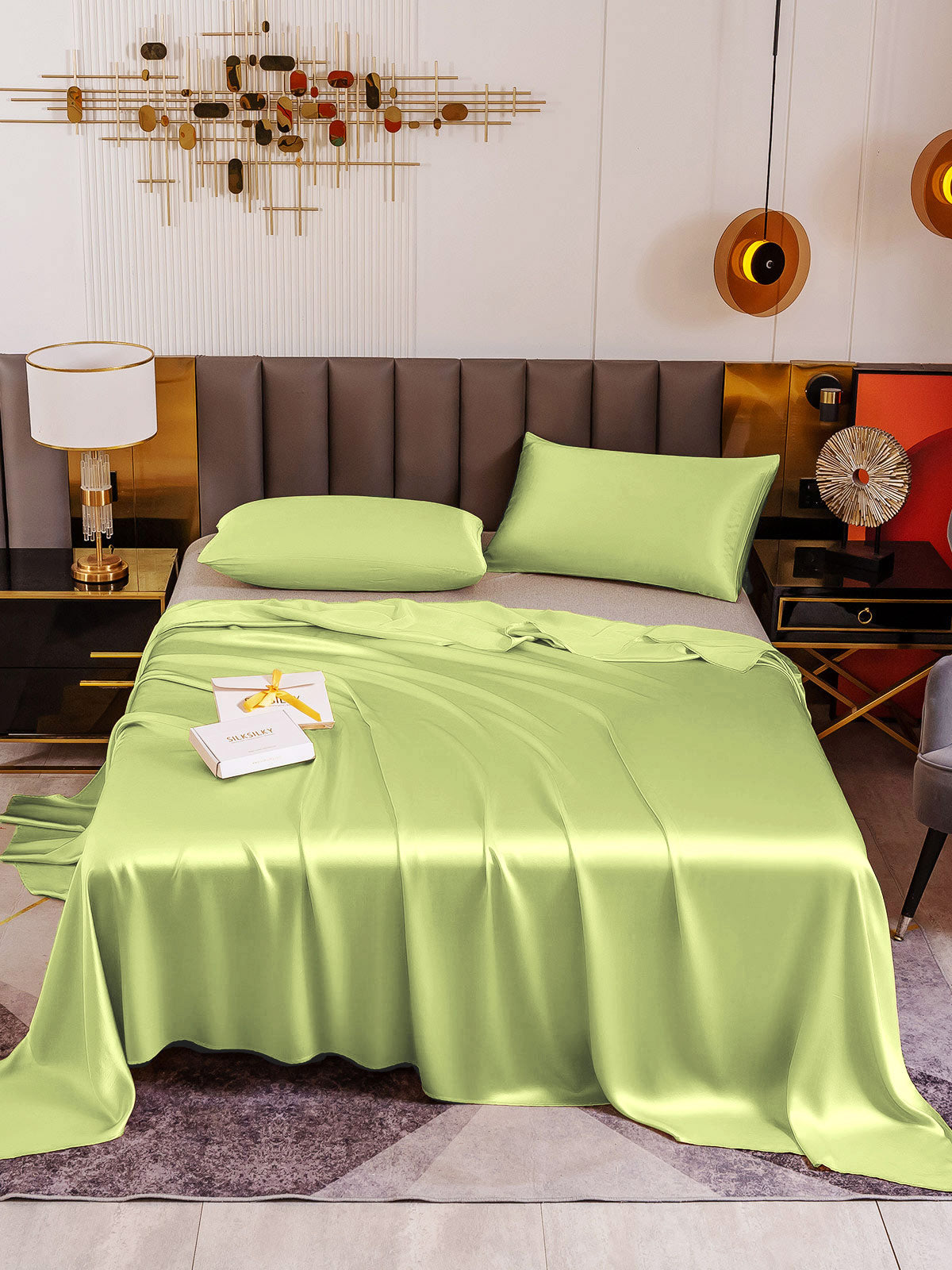 [Vert Menthe] SilkSilky-FR 19Momme Pure Soie Bedding Set 002